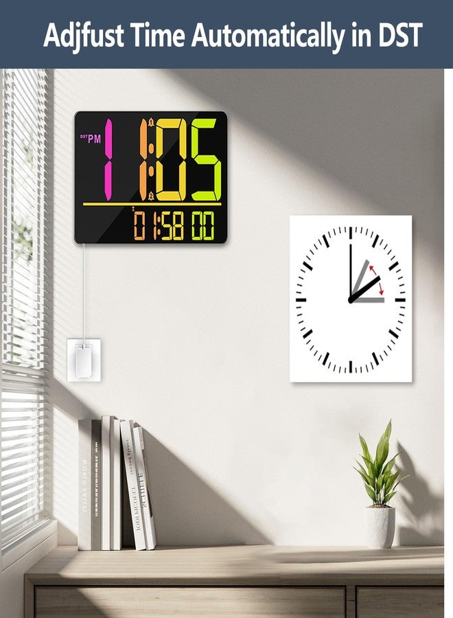 PERSUPER 13" Large Digital Wall Clock with Remote, RGB Color Changing, 25 Ringtones, 0-100% Auto/Custom Brightness, Temperature, Calendar, 12/24H, DST, Timer, for Living Room/Bedroom/Office/Elderly - Image 4